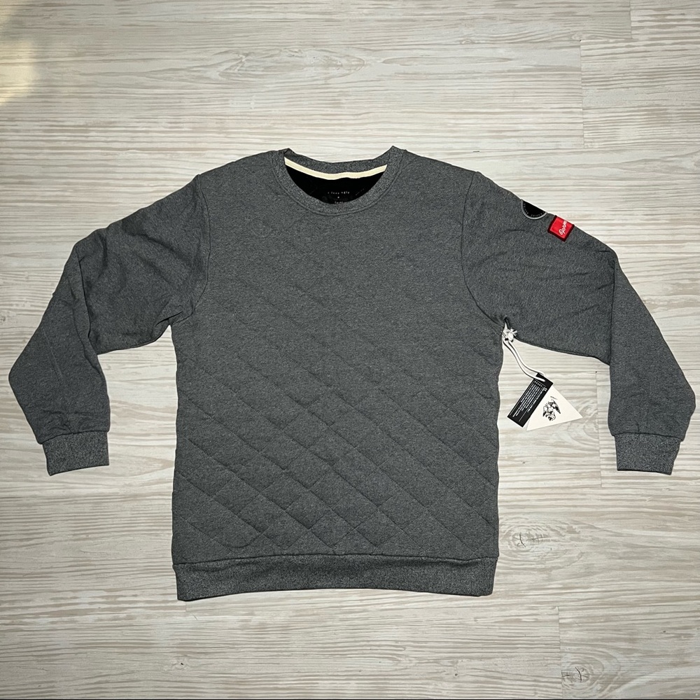 $119 NWT Mens I Love Ugly Gray Quilted Crewneck Sweater Size Large Rare